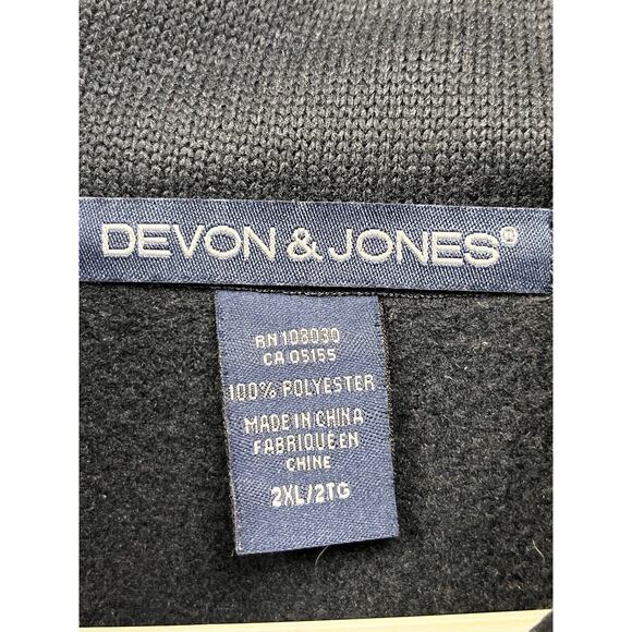 Devon & Jones 1/4 Zip Knit Sweater Men's XXL Fleece Lined Navy Blue Pullover - Picture 4 of 7
